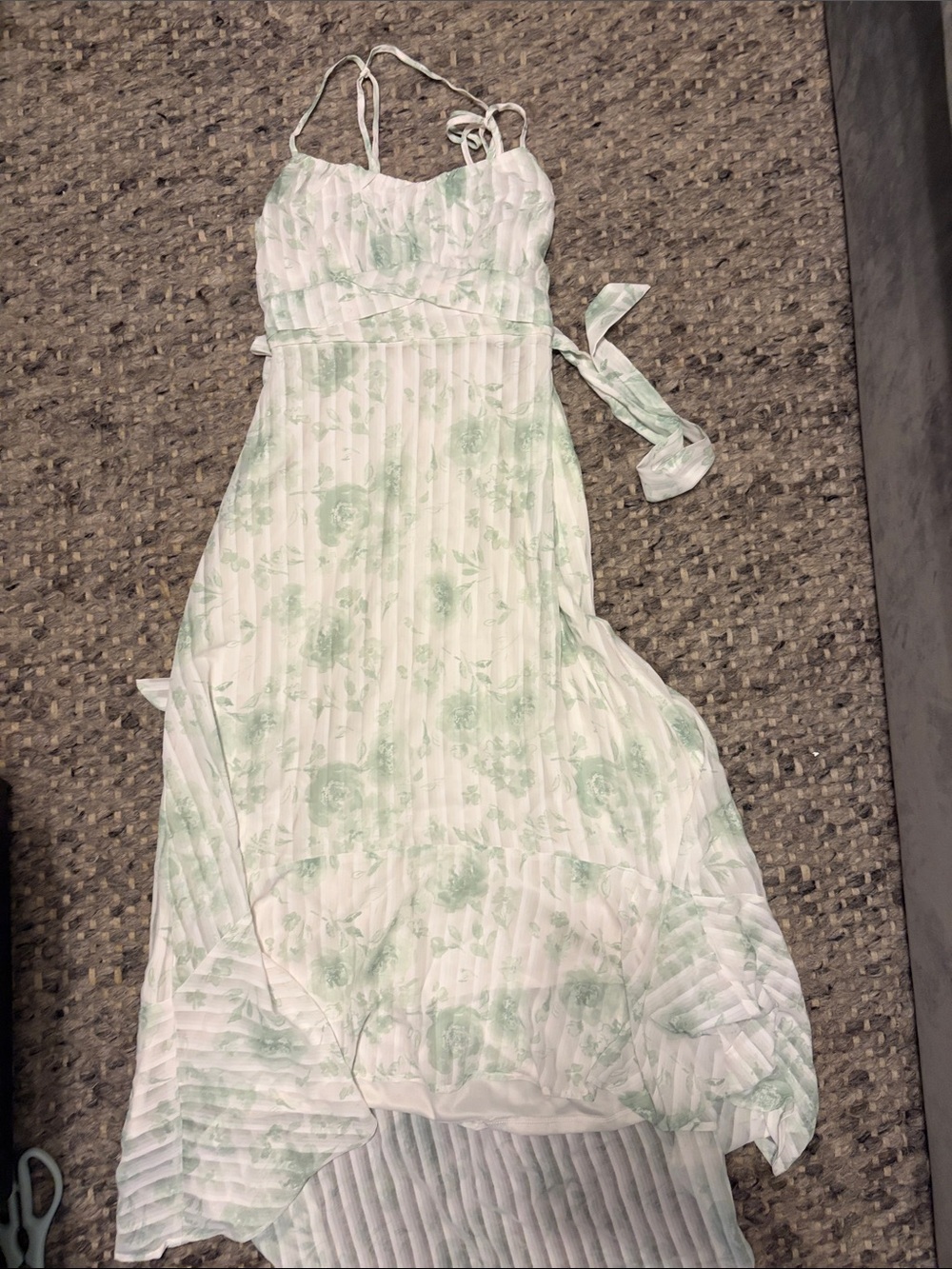 Altered state Light Green Floral Pleated Sundress